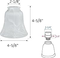 Vista 2 de Aspen Creative 23030-4 Pantalla de Vidrio para Ventilador de Techo Transicional de Alabastro en Forma de Campana con Accesorio de 2-1/8", 4-3/4
