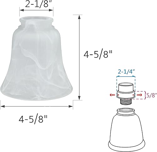 Miniatura 9 de Aspen Creative 23026-4A Pantalla de vidrio esmerilado con forma de campana de repuesto de estilo transicional, tamaño de ajuste de 2-18 pulgadas,