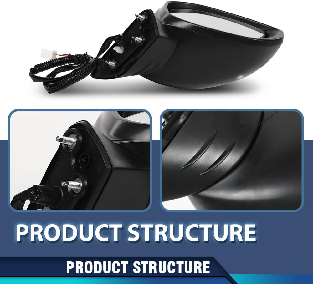 PIT66 Power Mirror Right Passenger Side Compatible with Honda Civic 2022-2023 3-Pin Manual Folding Glossy Black