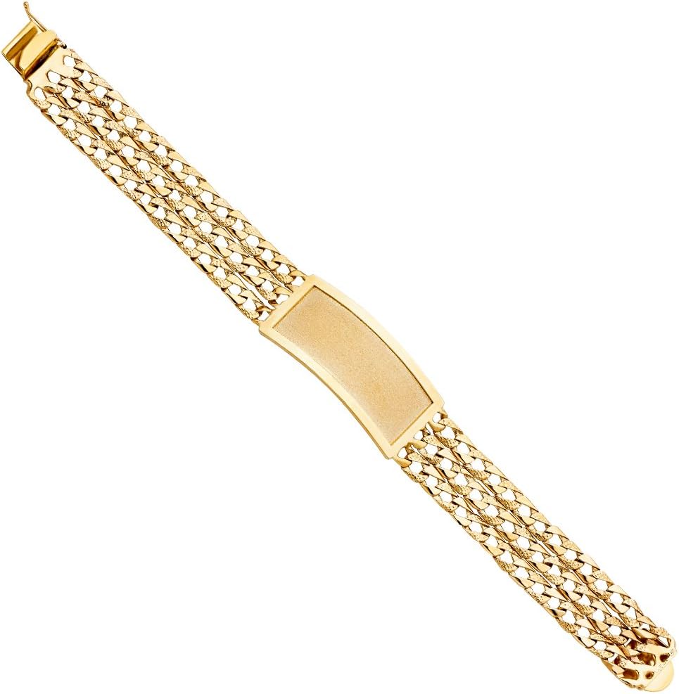 14k Yellow gold 15mm 3L Light Nugget Cuban Link ID Bracelet 8.5 Inch gold Bracelet For men's (8.5)