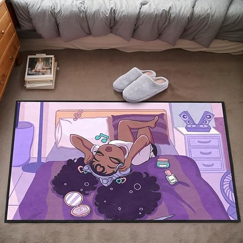 Alfombras negras afroamericanas para sala de estar, alfombras moradas para dormitorio, decoración del hogar, decoración del hogar, arte negro,