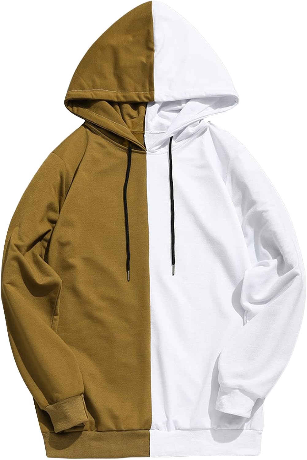 DGHM-JLMY Men's Spliced Hooded Pullover Color Block Hoodies Cozy Sport Outwear Hooded Sweatshirt Fashion Spliced Color