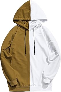 OULIWANGLUO Men's Spliced Hooded Pullover Color Block Hoodies Cozy Sport Outwear Hooded Sweatshirt Fashion Spliced Color