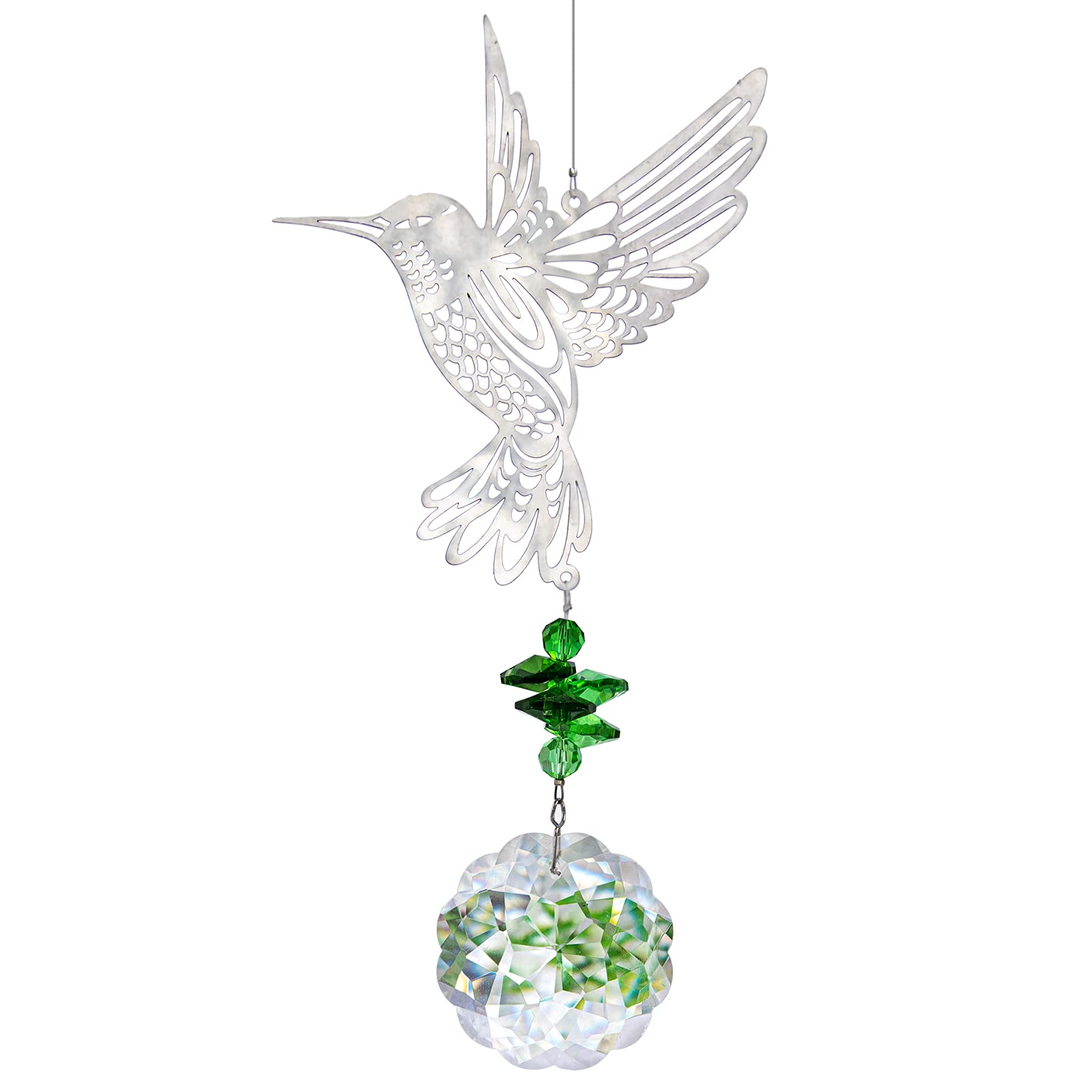 H&D HYALINE & DORA Glass Crystal Flower Prism Rainbow Maker Hummingbird Hanging Window Sun Catcher for Gift