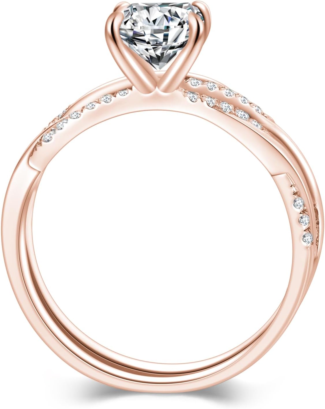 1.19 Carat (ctw) Princess Cut Moissanite Twisted Wedding Engagement Ring Sets for Women, White Gold Bridal Sets Wedding Band Engagement Ring, Customizable 925 Sterling Silver, 10k gold, 14k gold, 18k gold