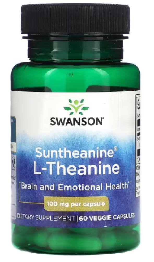 Swanson L-Theanin | Beruhigendes Nahrungsergänzungsmittel aus Suntheanine - Für Stressmanagement - Ideal für Nachtzeiten