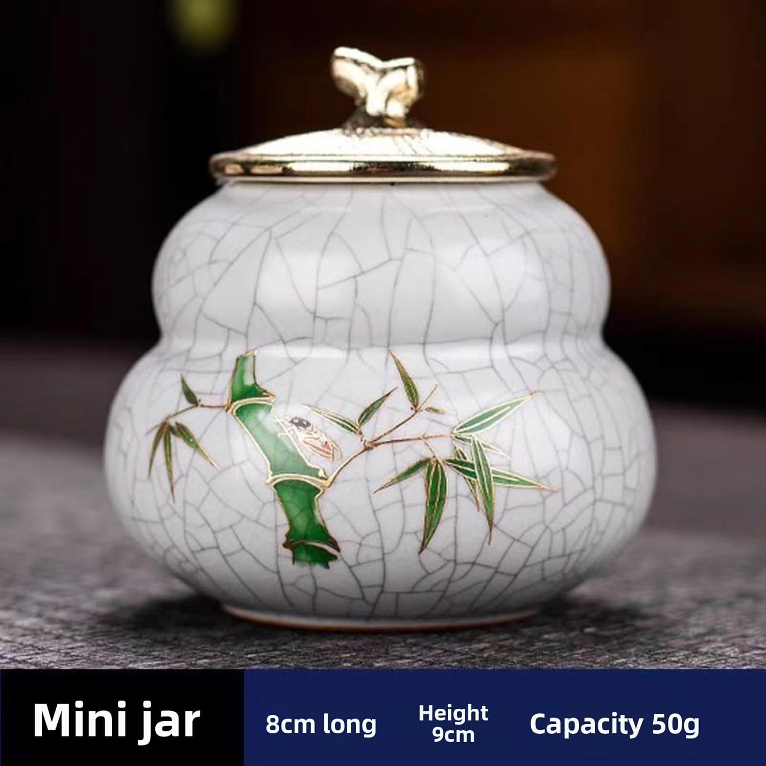 Ru Kiln Mini Ceramics Tea Canister, 50ml 1.7oz, Sealed Portable Canister