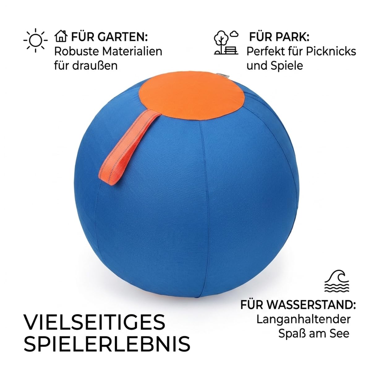 Lentiva Norden Treibball, Treibball für Hunde, ufblasbarer Herding Ball für mittlere & große Rassen, Kau- und kratzfester Hüteball mit Handschlaufe, Riesen Hundeball für Outdoor Training (B,55 CM)