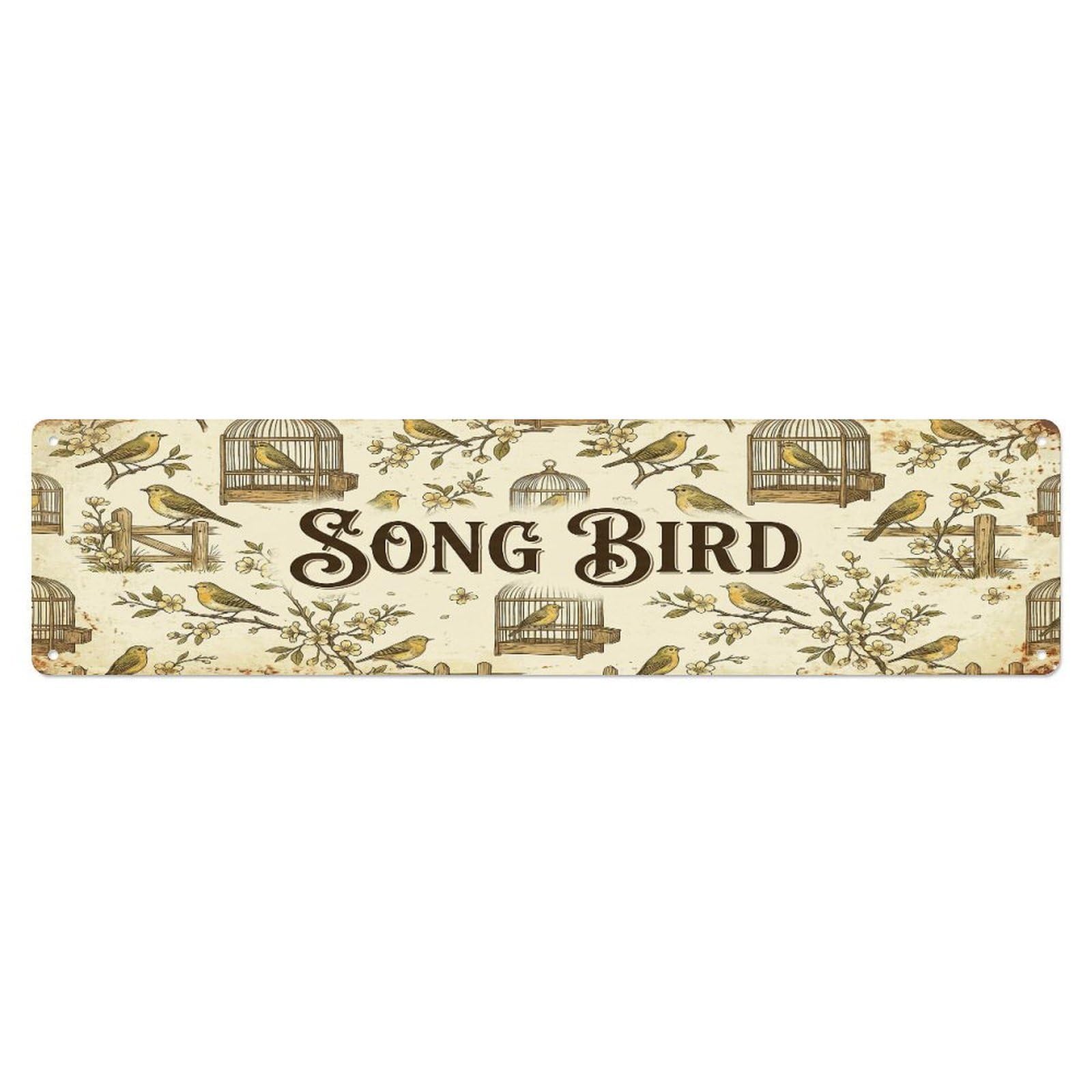 Xanthor Style Metal Tin Sign Vintage Cage Coo Bird Farmhouse Funny Bird Backyard Farm