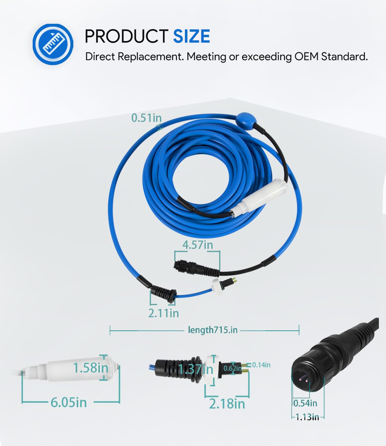 9995873-DIY 18M/60FT 3-Wire Cable and Swivel Assy for Maytronics