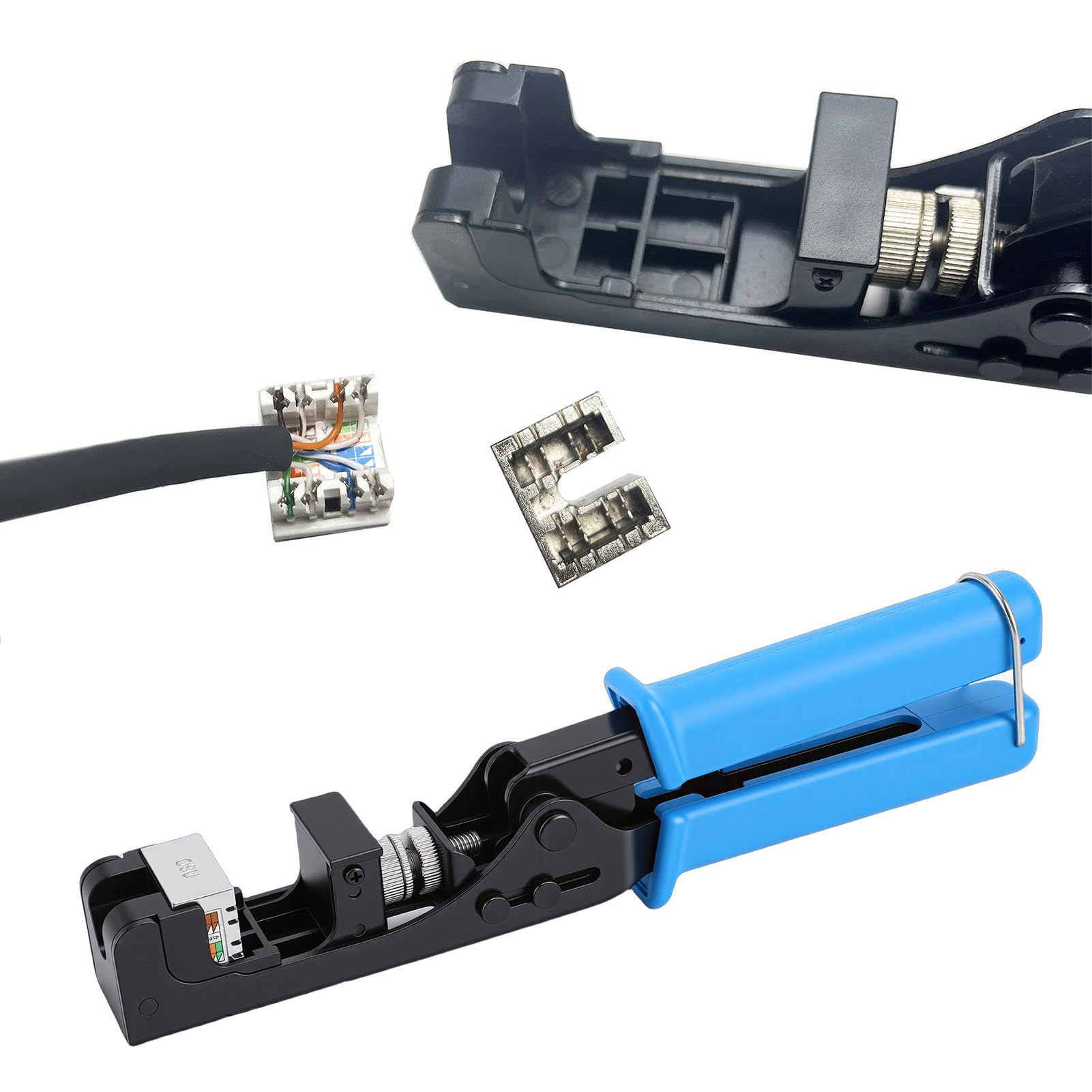 Outils Keystone Pour Terminaison De Vitesse CoudéE, Pince à Sertir Rj45 Outil De PoinçOnnage Keystone Jack 90°/180 °, Outil De Terminaison De Vitesse Coudé Pour Modules RéSeau Cat5 Cat6