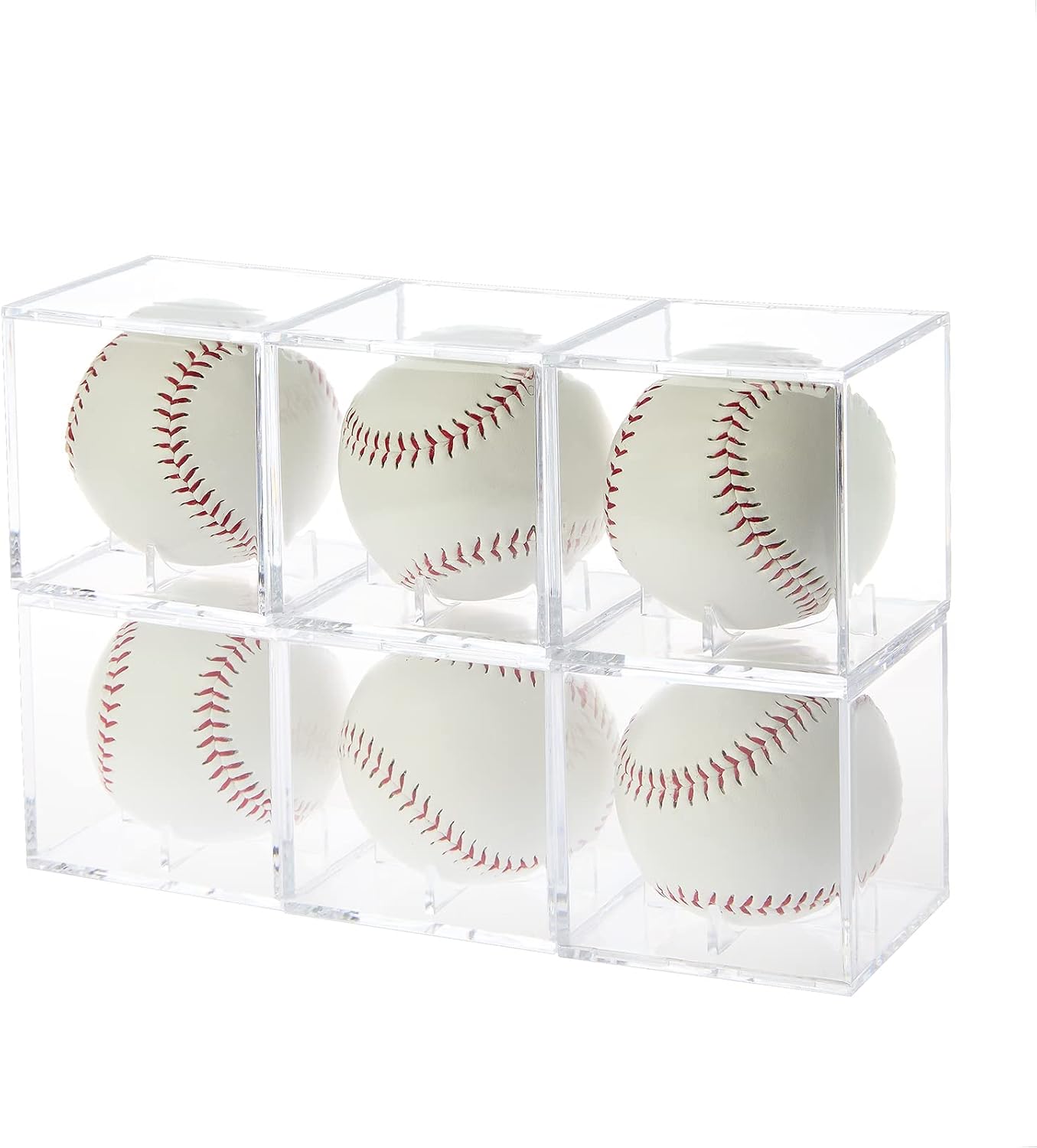 Stackable Baseball Display Case, Acrylic Cube Memorabilia Display Storage Box, UV Protected Baseball Holder for Ball Display - Fits Official Size Ball (2)
