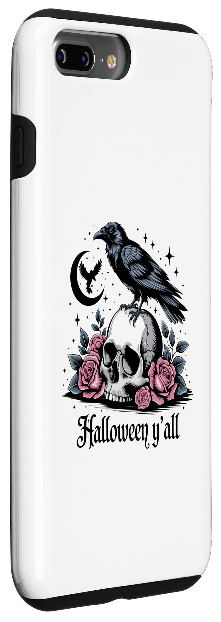 iPhone 7 Plus/8 Plus Halloween Y'all Skull Crow Roses Moon Case - Image 3