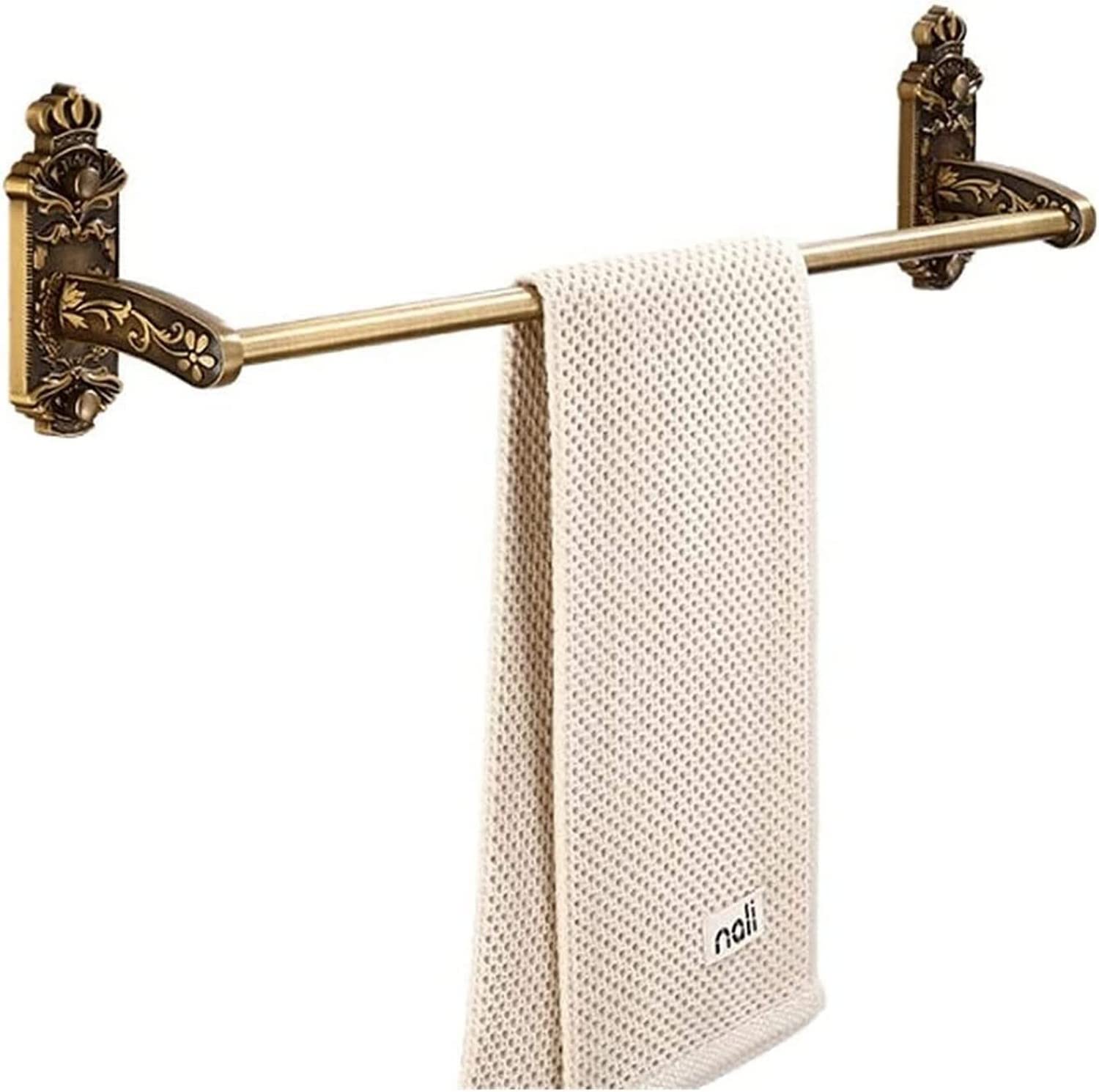 Fenteer European Towel Rack – Antique Copper Finish, Rustproof Aluminum Alloy, 5 Hooks, 23.8x10x7.3 Inch, Wall Mount For Bathroom Or Kitchen
