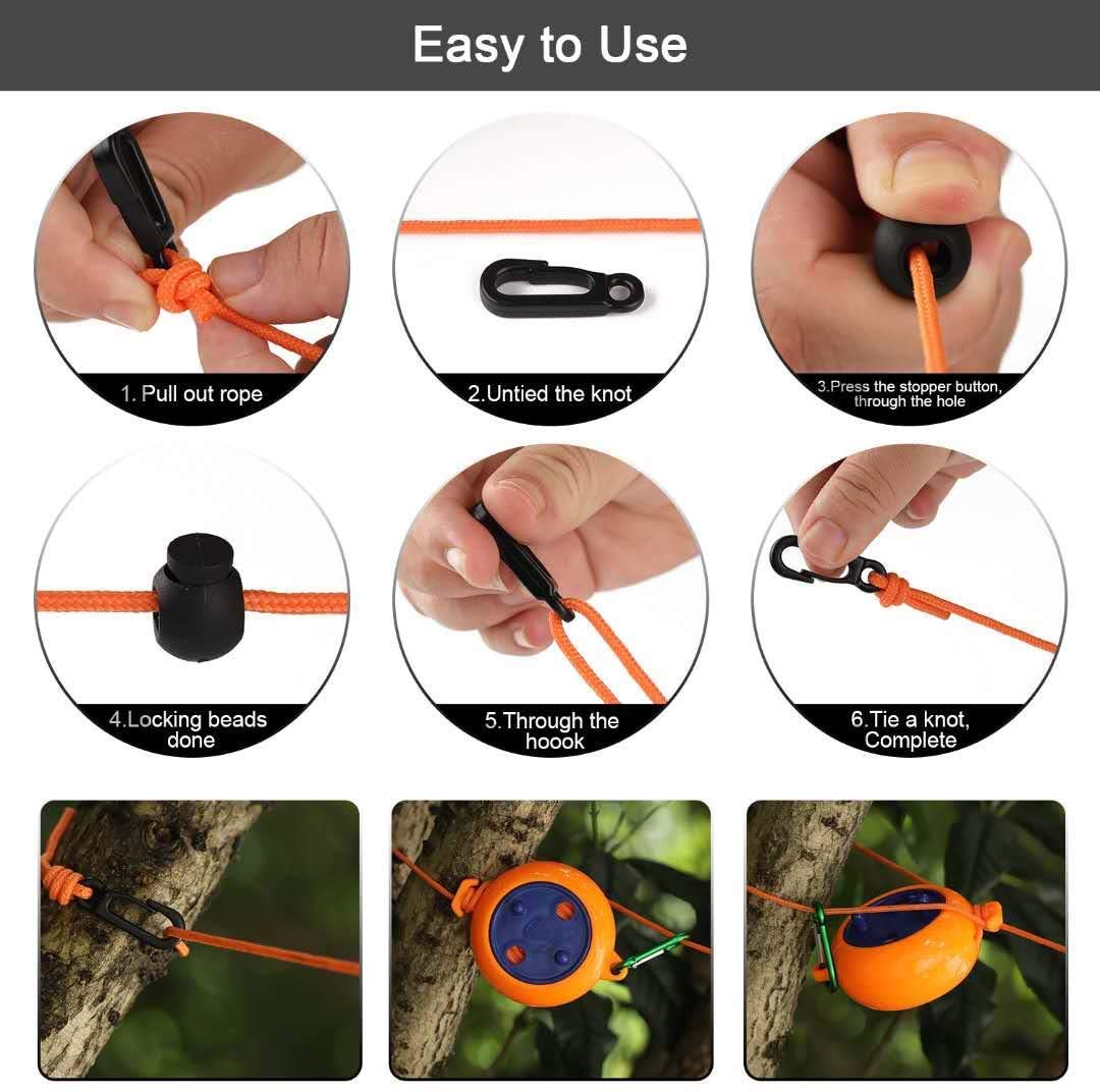 Stendibiancheria Retrattile Da Campeggio 8 Metri, Con 10 Anelli Fissi E 20 Mollette – Perfetto Per Viaggi E Outdoor - 6
