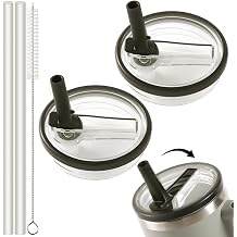2 Pack 40 OZ Flip Straw Lid for Hydrojug, Lid Replacement For Hydrojug with 2 Straws and Brush, Leakproof Tumbler Cap, BPA Free, Dishwasher Safe, Hydrojug lid-Black
