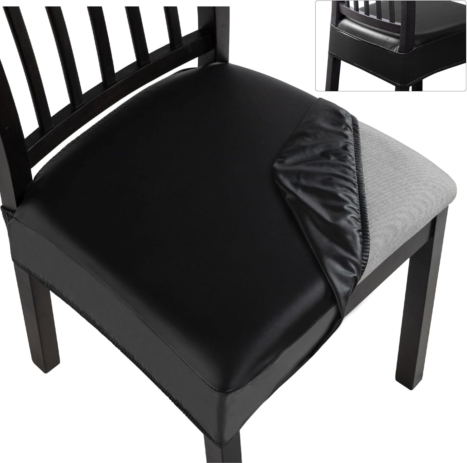 SearchI Seat Covers Bundle Products, Waterproof PU Dining Chair Seat Covers Set of 6 & PU Leather RV Dinette Cushion Covers Camper Cushion Slipcovers(1 Backrest Cover & 1 Bench Cover)