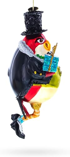 Miniatura 3 de Lindo pingüino en sombrero negro adorno de Navidad de vidrio soplado