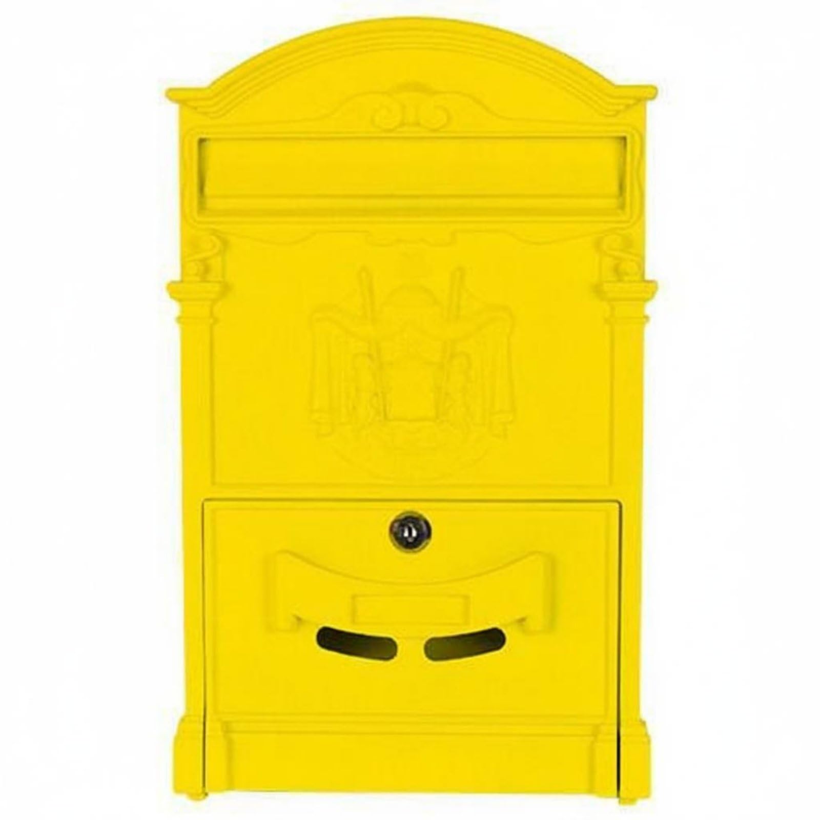 BNF®Weather‑Resistant Lockable Wall Mailbox – Vintage Rustic Design, Rain‑Proof Post Box, Macaron Yellow – Ideal for Front Gate, Villa & Home-image-24
