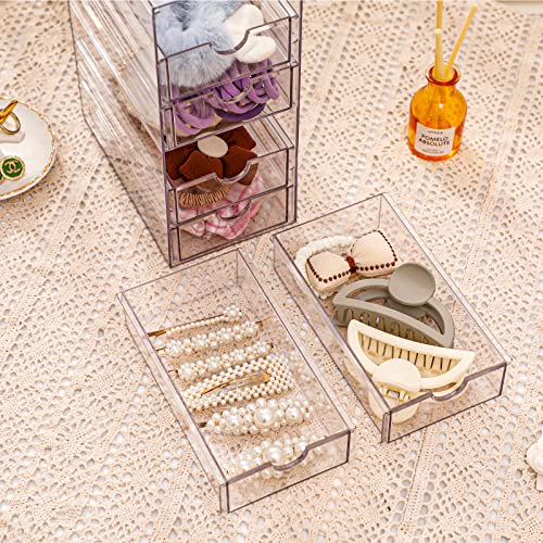 Fabrok Clear Hair Accessory Organizer Box With 6 Drawers, Compact Storage Organization Drawers Set For Cosmetics, Glasses, Stationery, Stackable Storage Containers Box For Bathroom, Closet, Desk, Office #TOP5