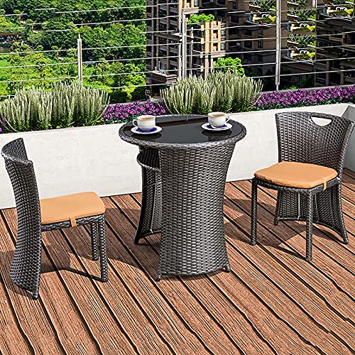 Generisch 3-teiliges Rattan Bistroset Grau
