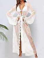 Lingerie feminina quimono de renda longa sexy, quimono de malha, saída de praia
