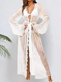 Lingerie feminina quimono de renda longa sexy, quimono de malha, saída de praia