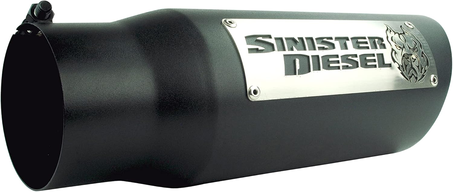 Sinister Diesel Dual Wall Exhaust Tip W/Angle Cut 4" to 5" Black