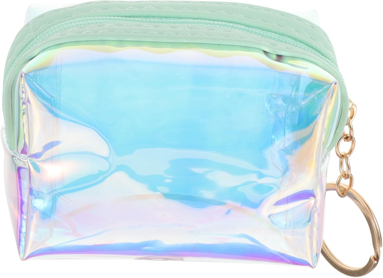 Small Laser Coin Purse Keychain Wallet for Women Teens Compact Change Pouch with Card and Cash Holder