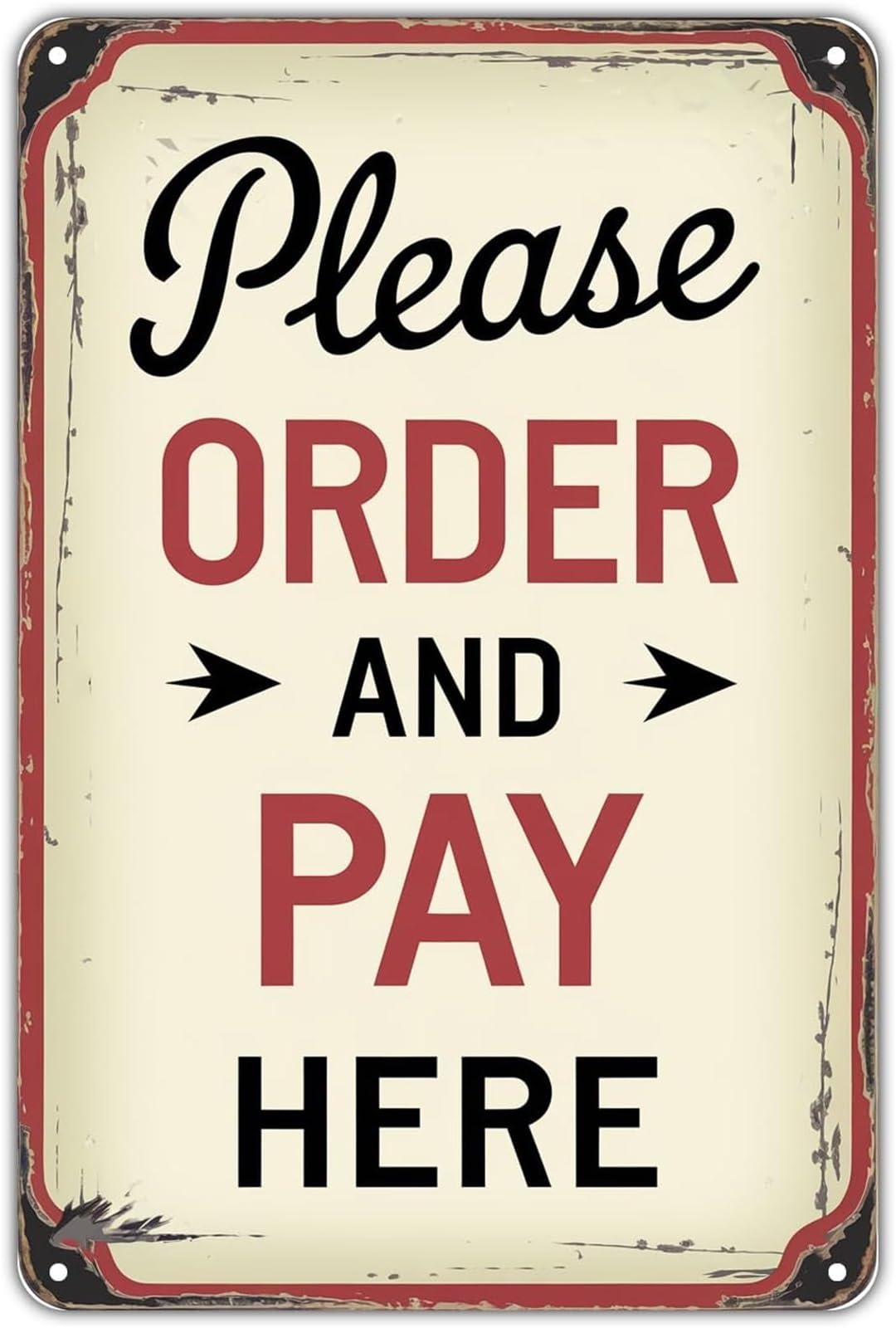 UYCUODLUY Order and Pay Here Rustic Vintage Metal Sign For Farmhouse Cottage Cabin Shed Barn Wall-Art 8 X 12 in