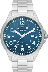 Relógio Masculino Orient Aço Inoxidável Prata Mostrador Azul Analógico Resistente a Água Original Mbss1380 D2sx