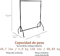 Vista 5 de Yaxa Basics Perchero enrollable resistente, para ropa colgante, organizador y almacenamiento, 1,21 x 1,52 m - Negro