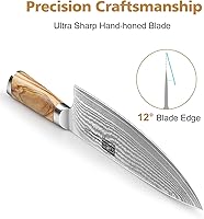 Vista 4 de HOSHANHO Knife Set with Block 7-Piece, Professional 67-layer Damascus Super Steel Kitchen Knife Sets for Cooking, Ultra Sharp Knife Set with