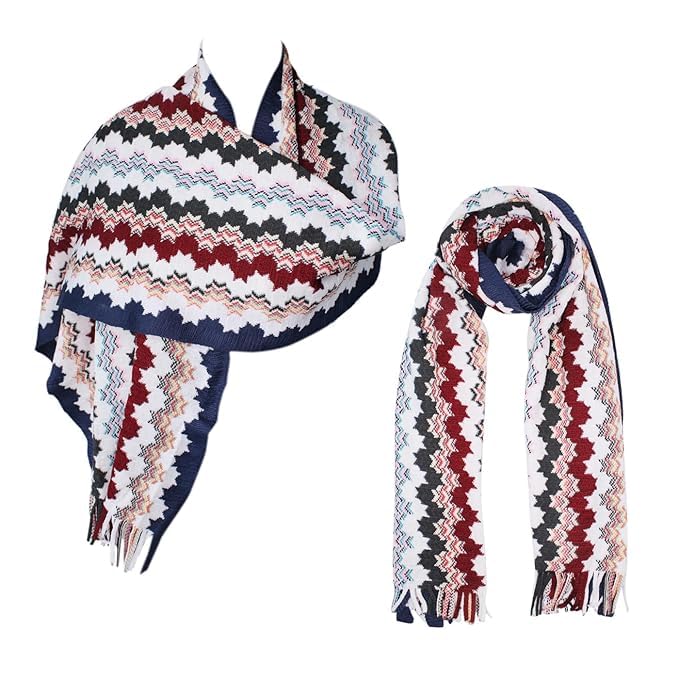 Winter Warm Shawls For Women | Soft Wool Striped Shawl/Wrap/Stole For Girls (Blue)-image-38