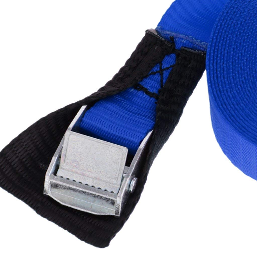 Inzopo Heavy Duty Polyester Tie Down Strap with Metal Cam Buckle for Kayak Canoe Boat Surfboard SUP Trailers - Choose Size & Color Blue 5m x 25mm