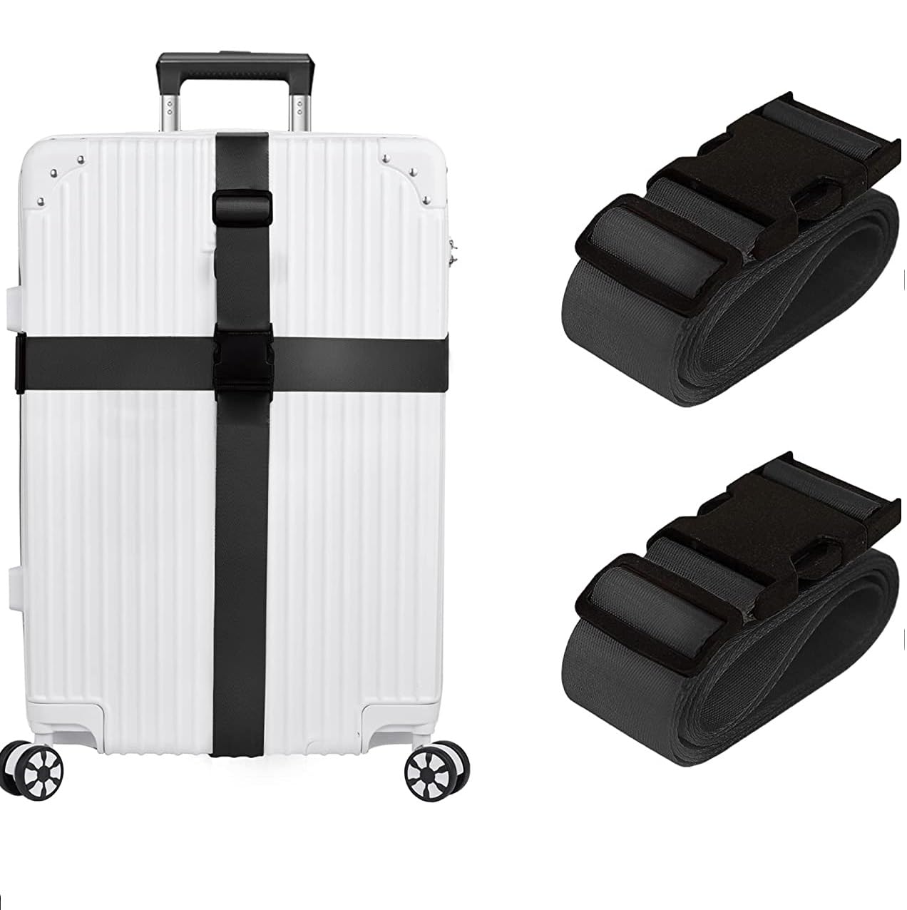 Inditradition Adjustable Nylon Luggage Strap Belt, TSA Approved Suitcase Belt, 2 Meter Length (Pack of 2) (Black) Inditradition Adjustable Nylon Luggage Strap Belt, TSA Approved Suitcase Belt, 2 Meter Length (Pack of 2) (Black)