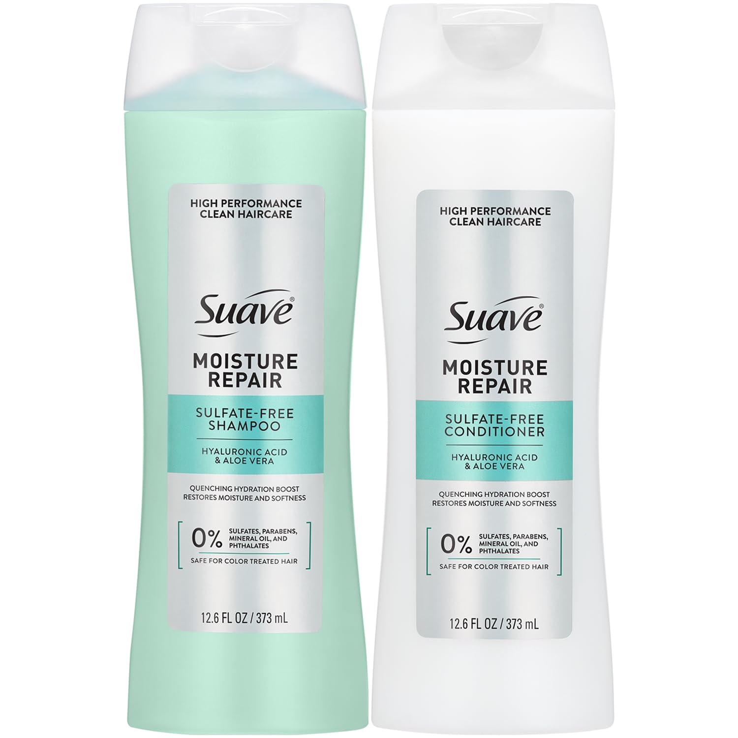 Suave Moisture Repair Sulfate-Free Shampoo & Conditioner Set – Lightweight, Hydrating Hair Treatment for Dry, Damaged Hair, 12.6 Oz Ea