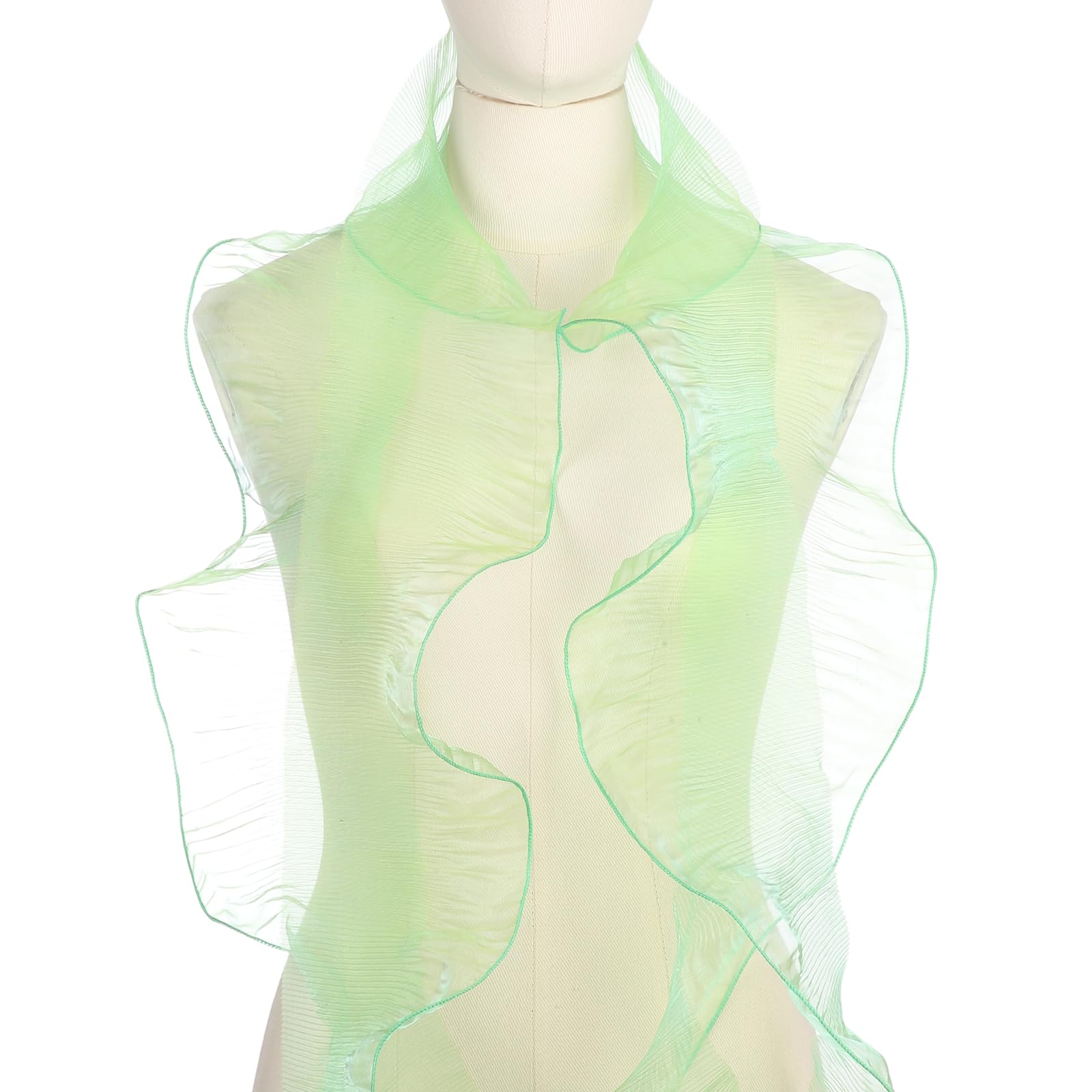 PATIKIL Ruffle Pleated Chiffon Trim, 7Yards x 5 Inch Retro Organza Fabric Tulle Decorative Ruffle Single - Lock Lace Trim Border for DIY Sewing Dress Bag Costume, Green