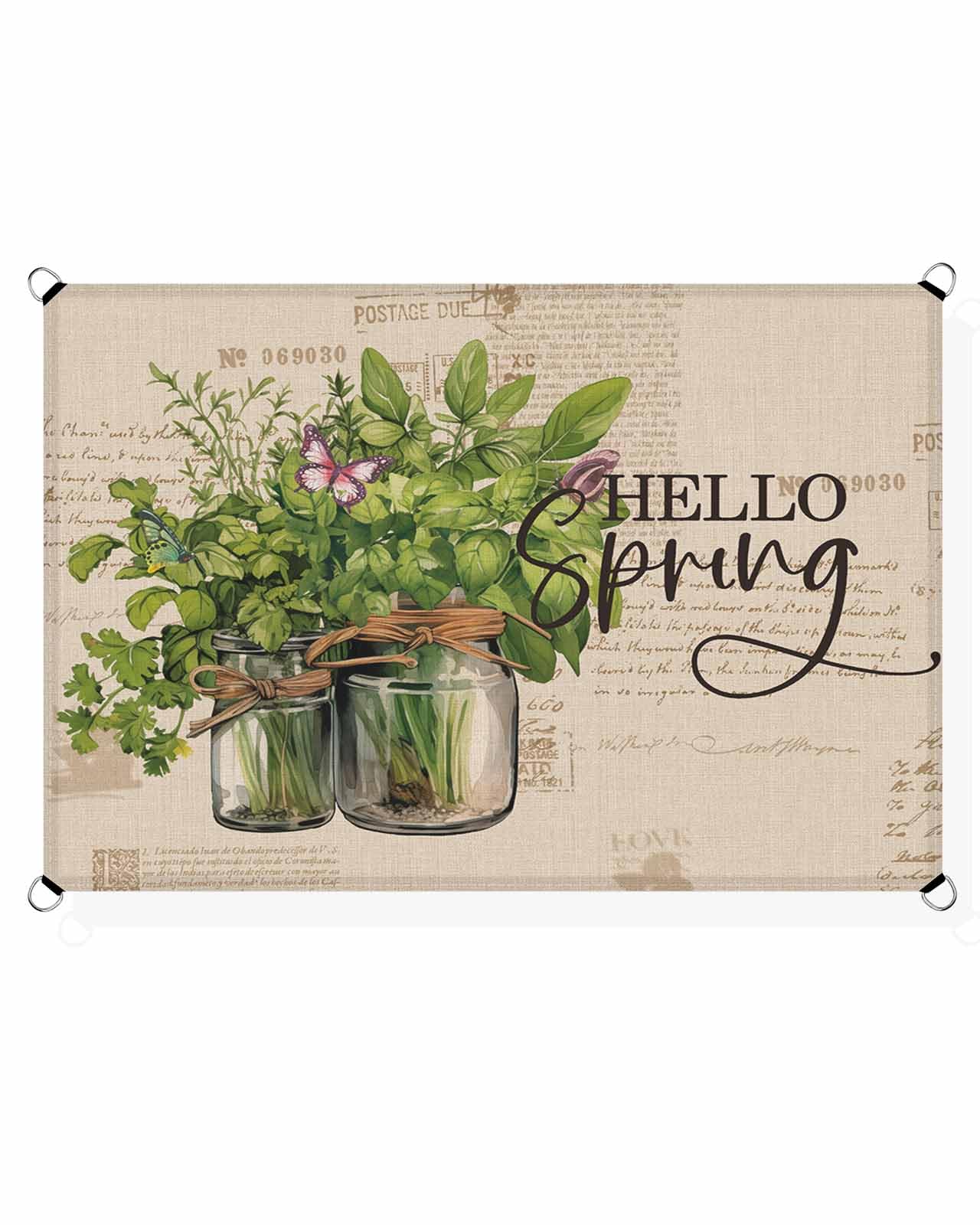 Spring Leaves Sun Sail Shades Rectangle Canopy,Sunlight Block Heavy Duty Curved Backyard Shade Cover,Waterproof Sun Shades for Patios Outdoor,6.5'x10' Green Bottle Botanical Retro Brown Newspaper