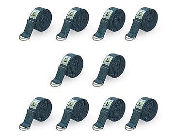 Marine Pearl 8ft Set of 10 Heavy Duty Yoga Strap - Many Stylish Colors, Best for Daily Stretchng, Yoga Pilates, Physical Therapy, Fitness(Grey)