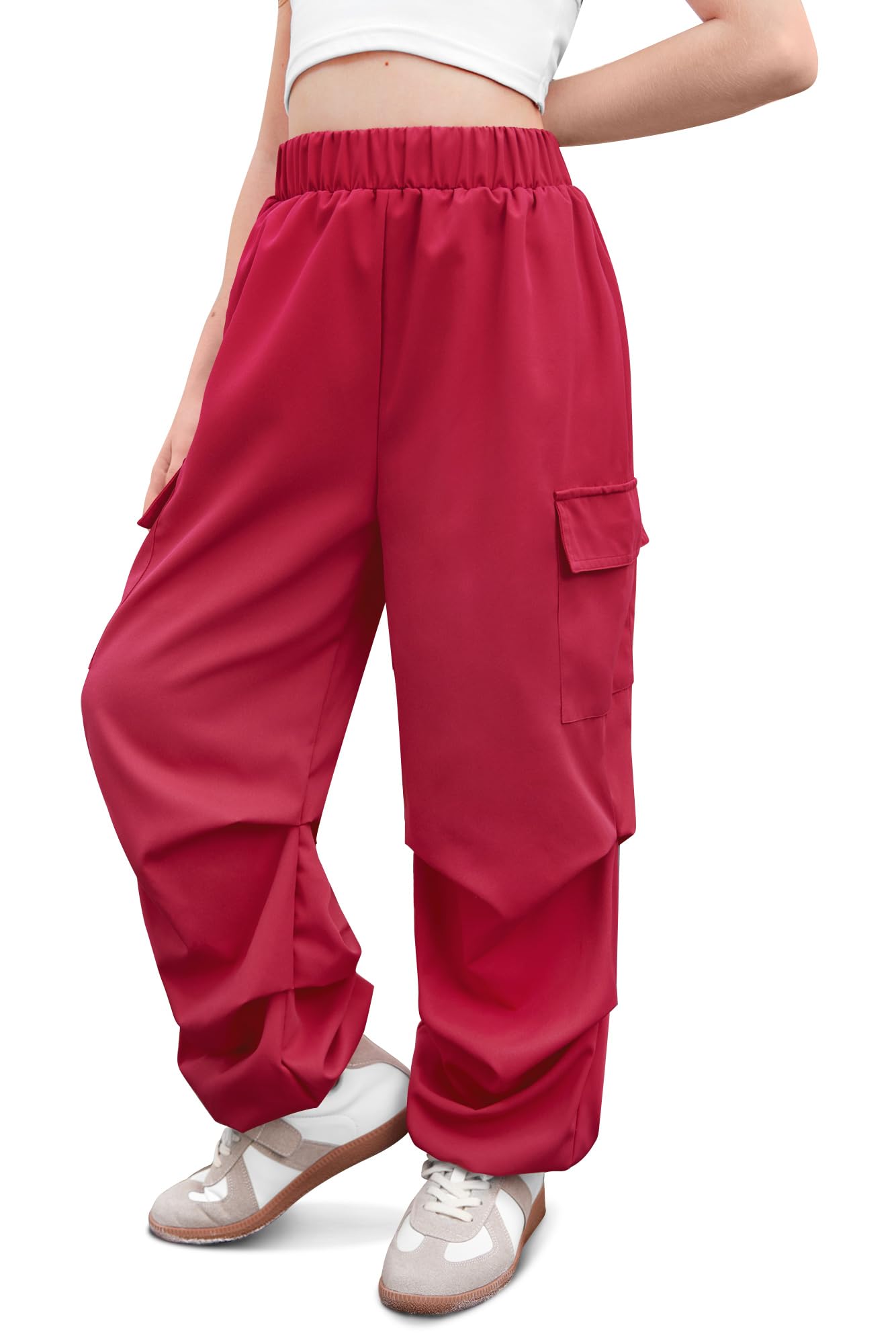 Girls Baggy Lightweight Cargo Pants Streetwear Parachute Pants