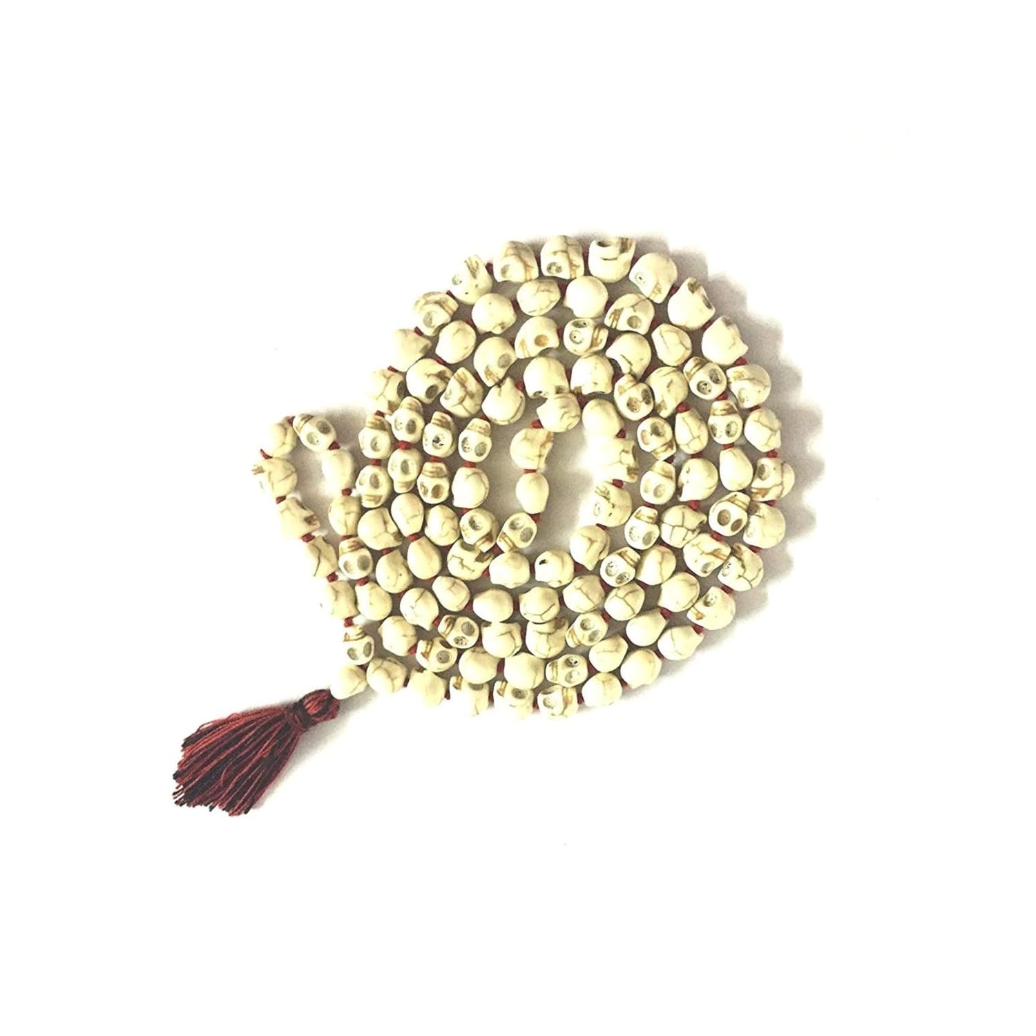 Numeroastro Carved Skull | Narmund Stone Ceramic Mala (108+1) Beads (1 Pc)-picture-20