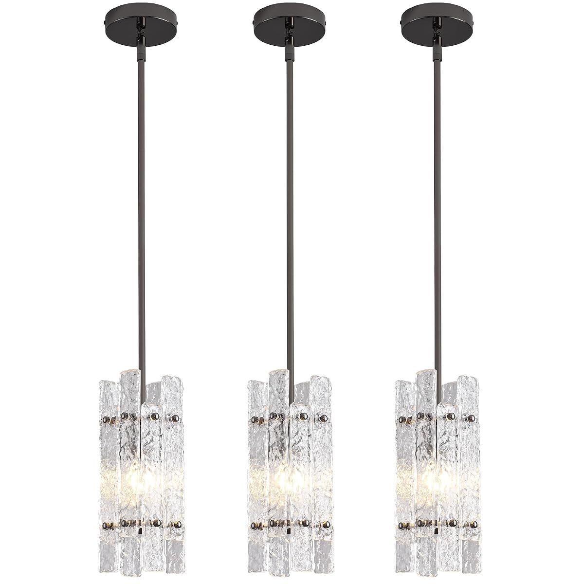 Modern Crystal Pendant Light for Kitchen Island Pearl Black Elegant Mini Water