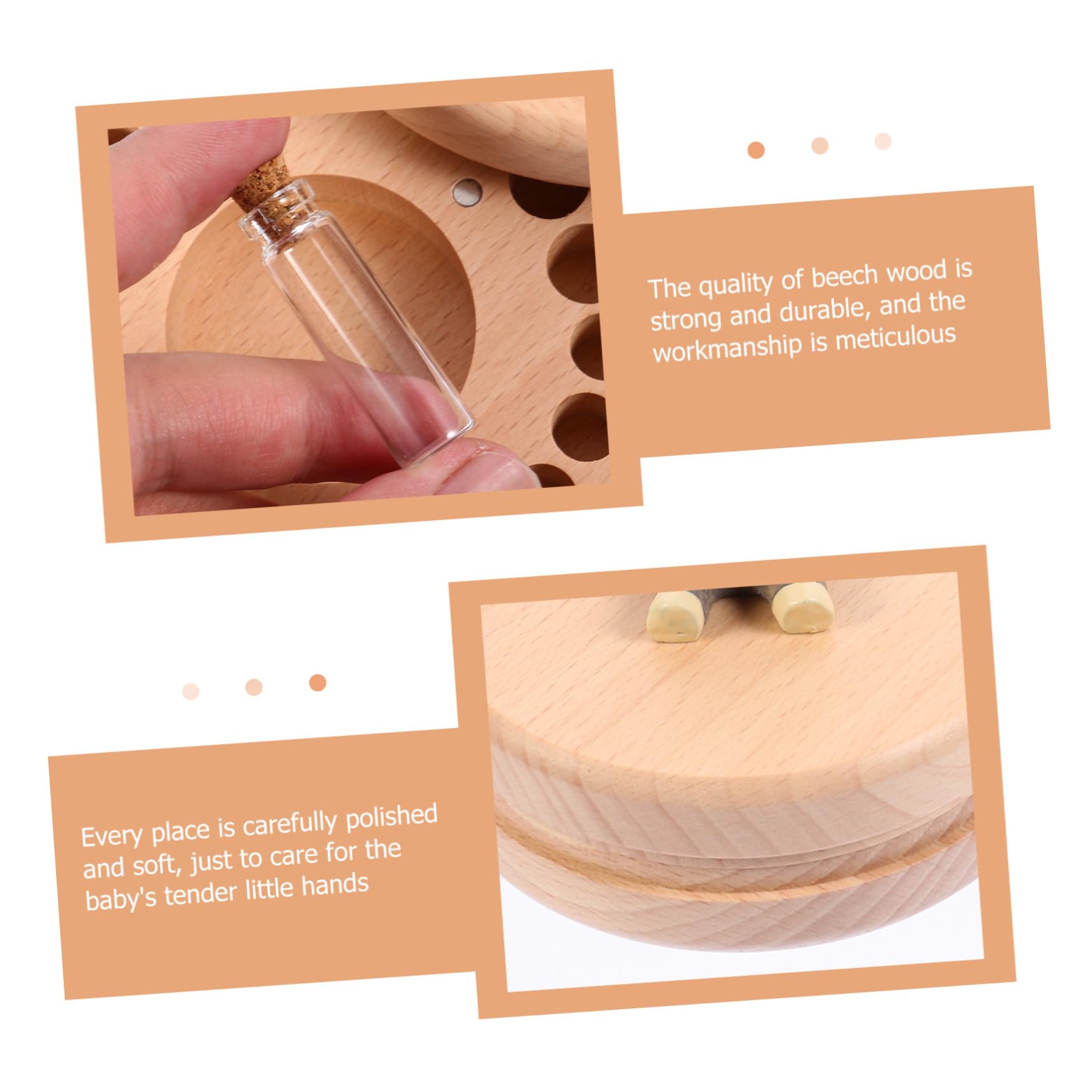 Boîte à Dents de Lait pour Conserver Souvenirs en Bois de Hêtre de Noël Nouvel An Protectrice et Sûre Doigts pour Garçon et Filles