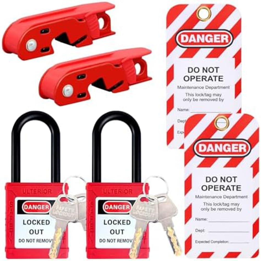 Littimoon Circuit Breaker Lockout Set, Circuit Breaker Lockout, Lockout Tagout Tag, for Standard Single and Double Toggles