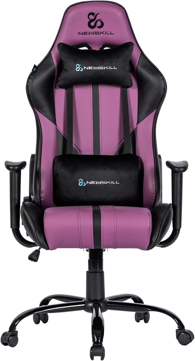 Newskill Horus - Silla Gaming con Diseño Ergonómico, Fabricada en Polipiel, Reclinable en 180 Grados y Disponible en 9 Colores Diferentes - Color Morado