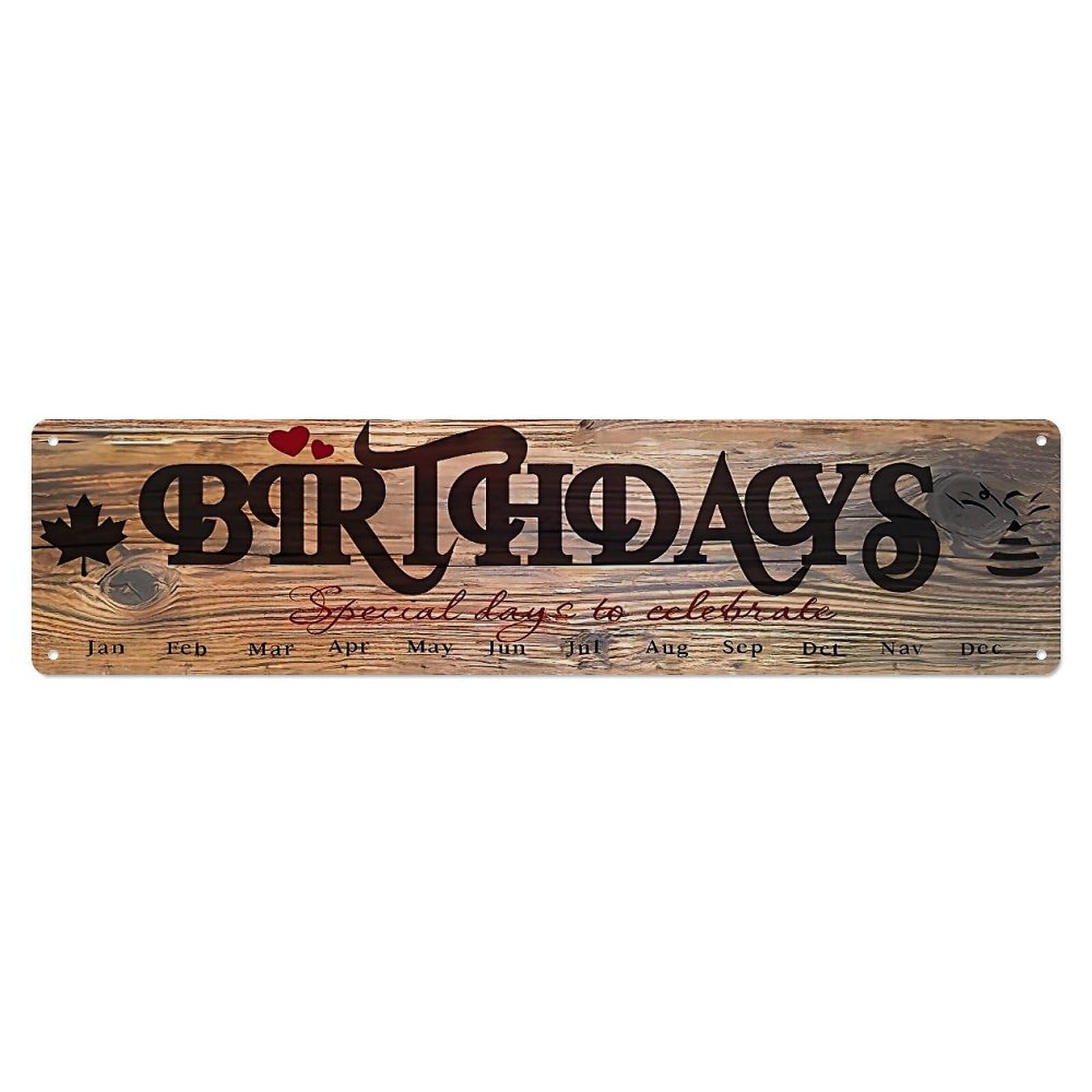 Background Birthday Calendar Pattern Metal Tin Sign Plaque