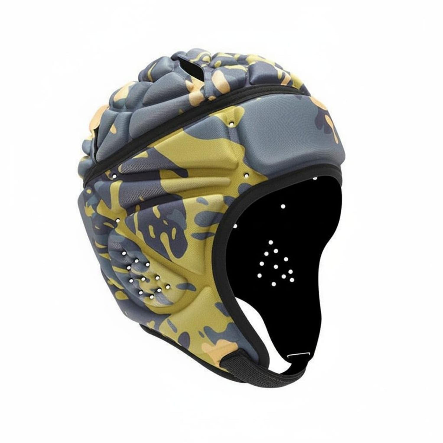 EVA Padding Padded Rugby Helmet Shock Absorbing Rugby Headgear Lightweight Padded Sports Helmet Vented Design for Children, Cycling, Skiing, Yellow Gray, Kids-image-37