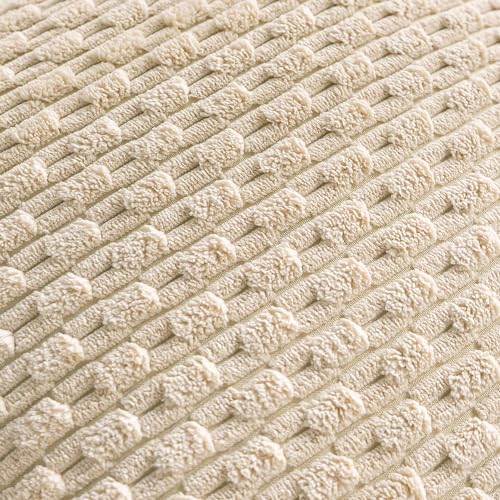 Set of 4 Beige Decorative Throw Pillow Covers 22x22 Inch Corduroy Pillow Covers for Bed Couch Sofa Living Room Soft Square Cushion Cases