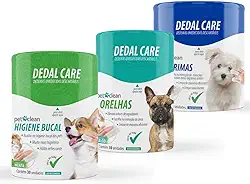 Kit Dedal Care PetClean Dedeiras Umedecidas Limpa Lágrimas, Limpa Orelhas e Higiene Bucal, 30 dedeiras cada